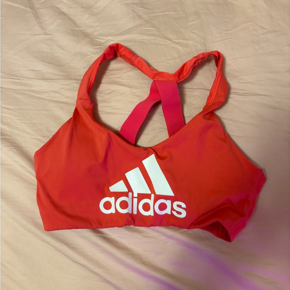 Adidas Scarlet Sports Bra with White Logo